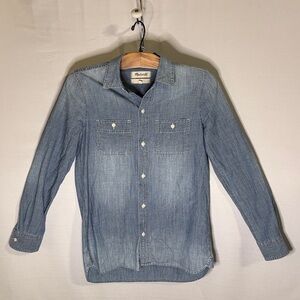 Madewell Chambray Blue Denim Button Down Shirt Women's Size XXS